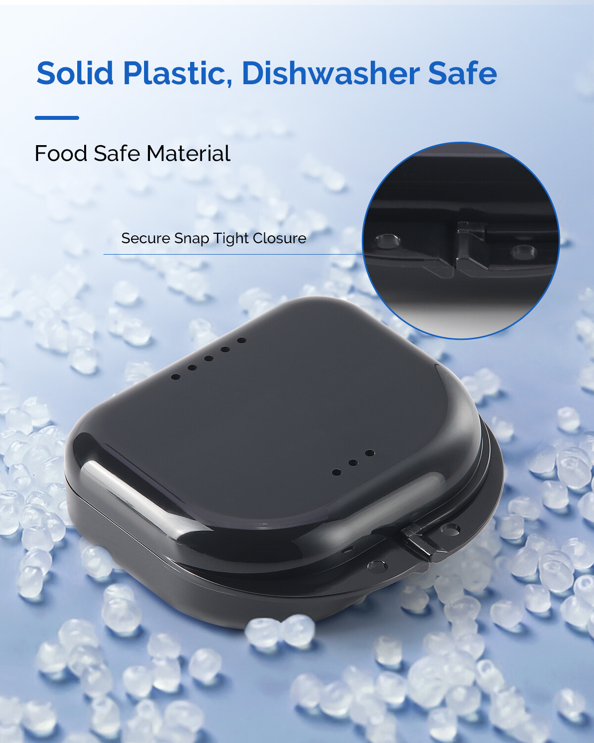 JMU Dental Retainer Denture Storage Mouth Guard Case Tight Snap Closure Bath