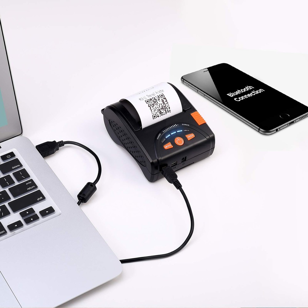 MUNBYN Bluetooth Receipt Printer, 58mm Mini Wireless POS Thermal Printer for ...