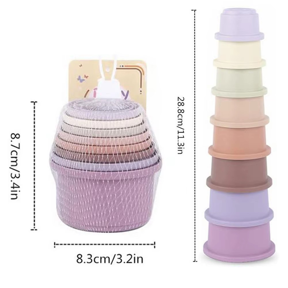 8Pcs Multi-Colored Rabbits Stacking Cups Small Animals Reusable Plastic Nesting
