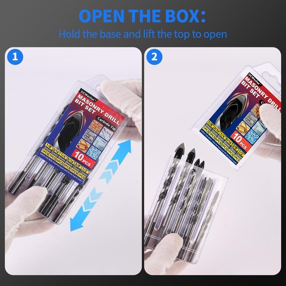 10-PCS Masonry Concrete Drill Bit Set, Heavy-Duty Masonry Drill Bits for Concret