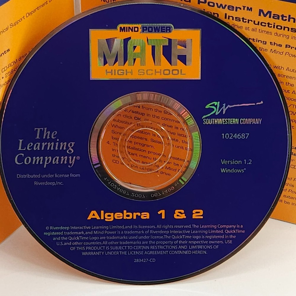 Algebra 1 & 2 Math Windows Mind Power High School Program Disc Visualize