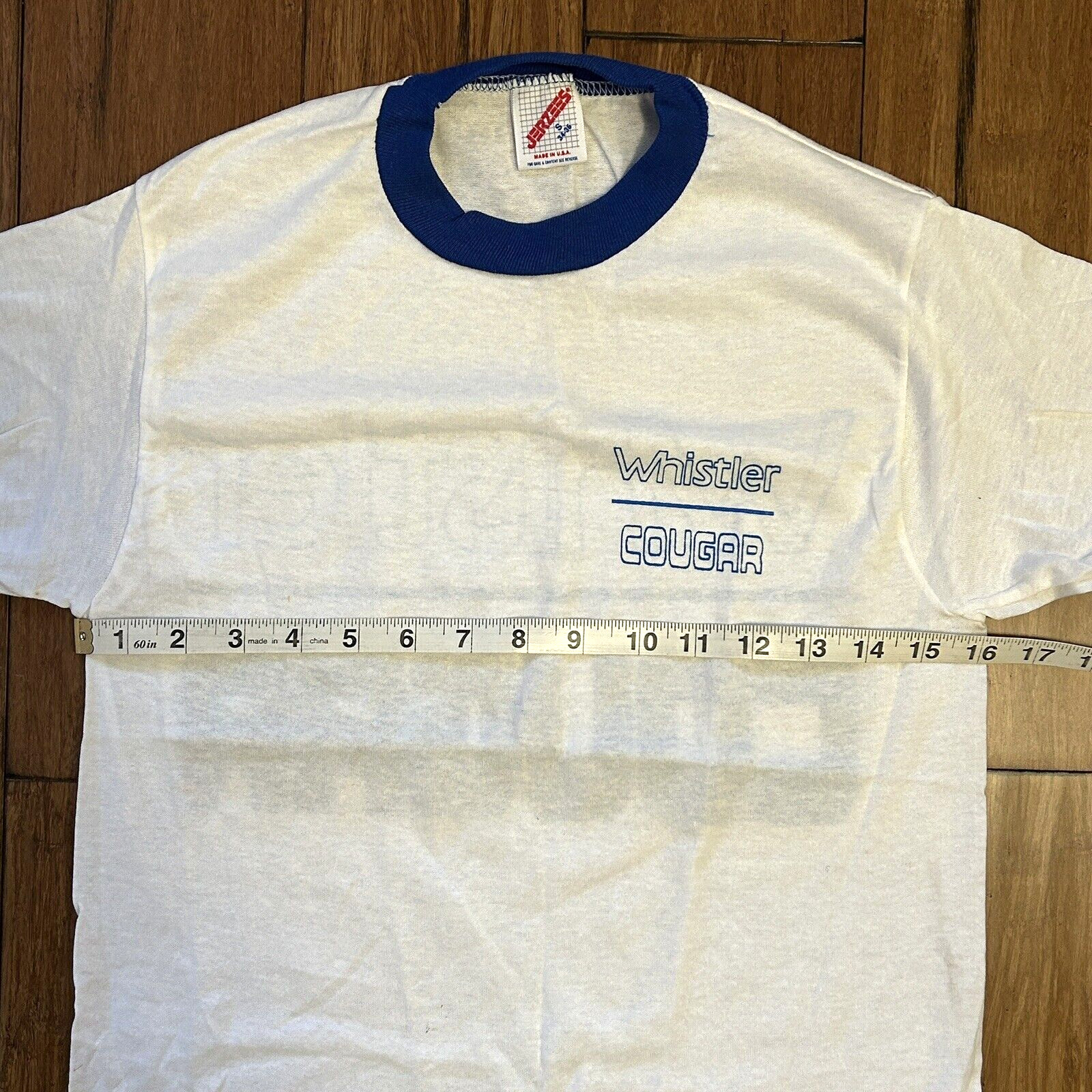 Vintage 80s Whistler Mercury Cougar Motorsports Jerzees Ringer Tshirt Small