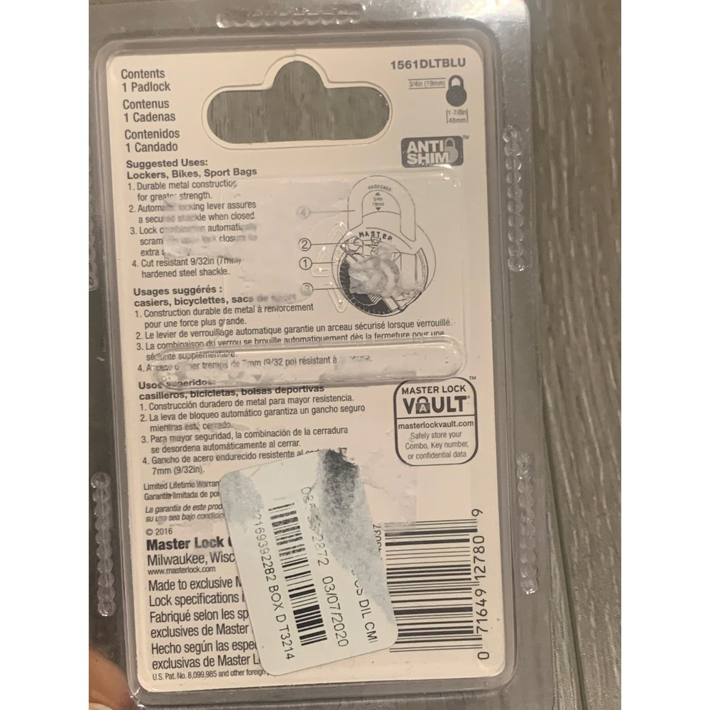 Master Lock Dial Combination Padlock - Light Blue