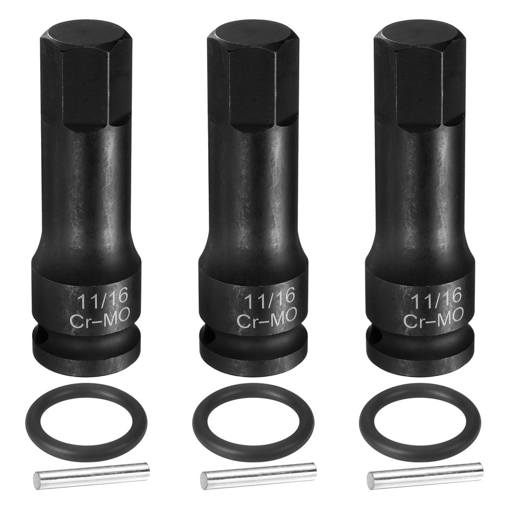 3pcs 1/2" Drive Impact Hex Bit Socket 4mm Metric CR-MO Steel Hexagonal Socket