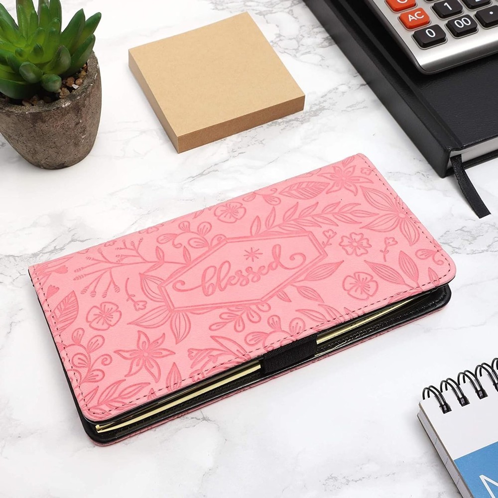 Embossed Checkbook Cover Floral Pattern Check Book Covers RFID-Blocking