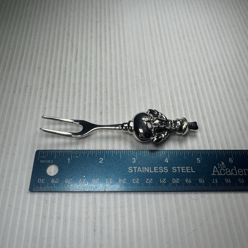 Wallace Silverplate Snowman Pickle Fork HEAVY