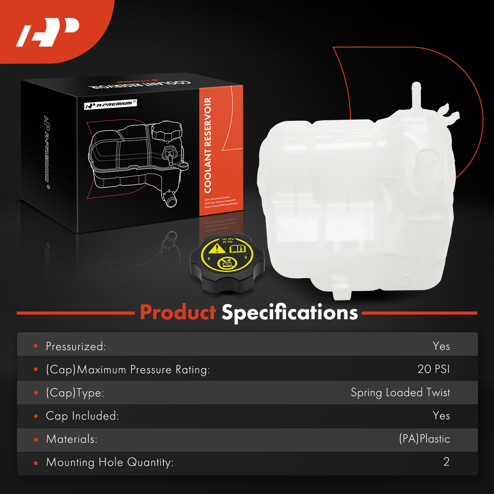 Engine Coolant Reservoir Expansion Tank w/Cap 20PSI for Chevy Cruze Buick Verano