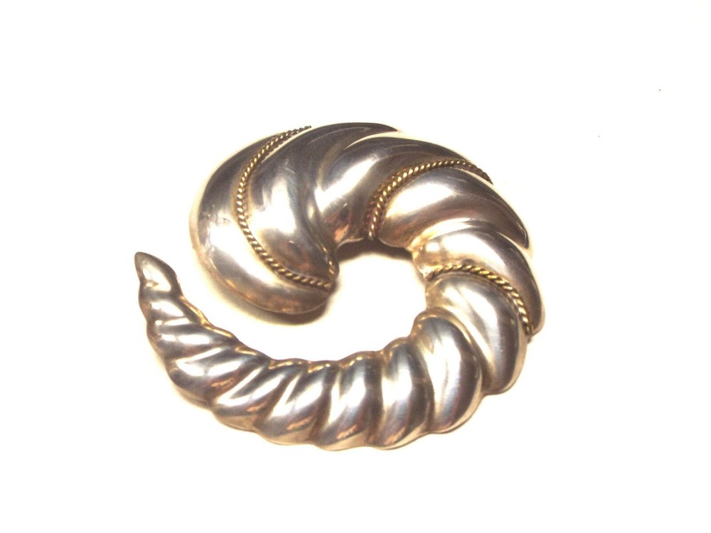 Mexican .925 Silver Cornucopia Pin Brooch With Taxco Hallmarks