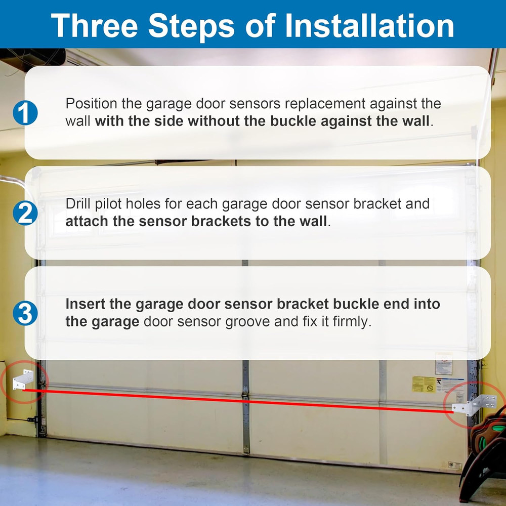 Sturdy Metal Garage Door Sensor Brackets - 2PCS Wall Mount Replacement Set