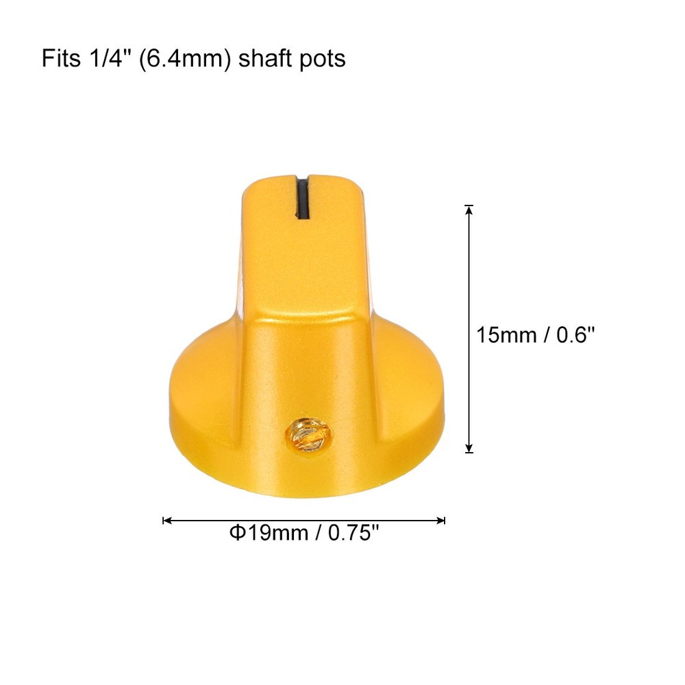 2Pcs 6.4mm Shaft Hole Pedal Knobs Pointer Control Knobs with Set Screw Gold