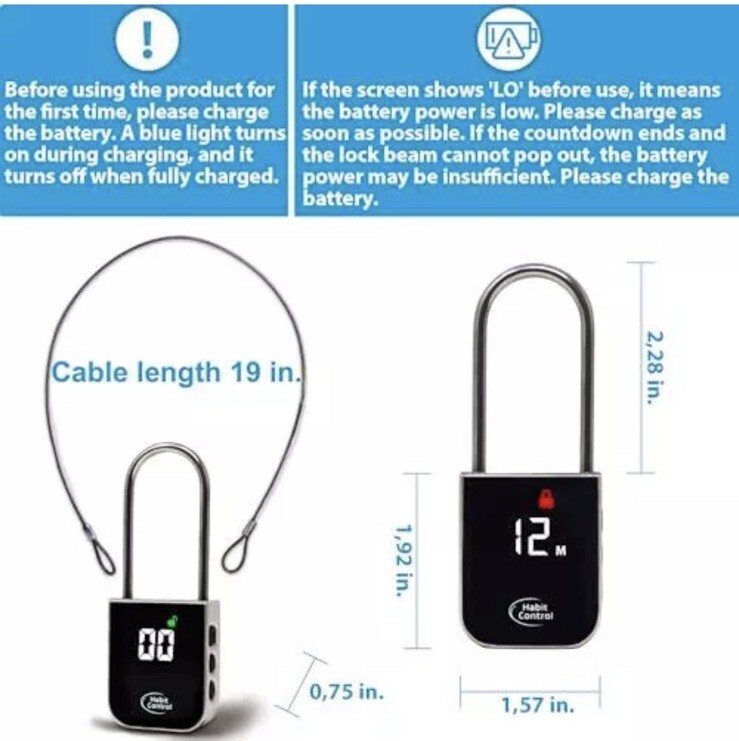 Habit Control 🔒 Metal Timer Lock Smart Padlock Unlocks Only When The Times 🆙