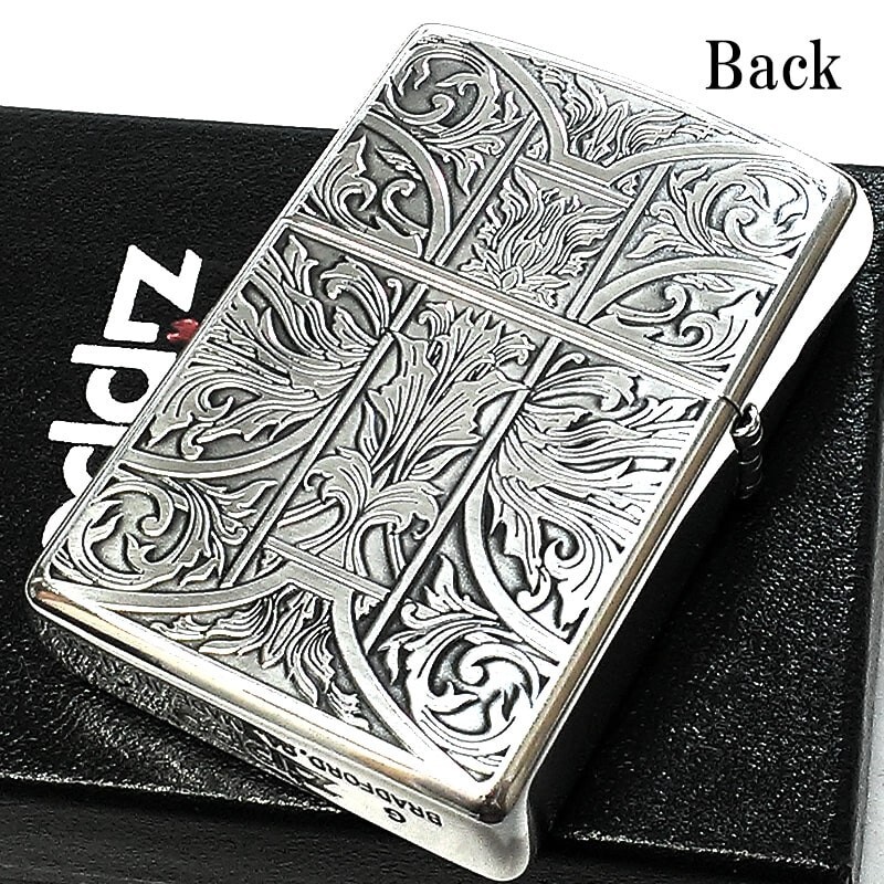 Zippo Cerberus Crest Silver Ibushi Etching Double Sided Processing Lighter Japan