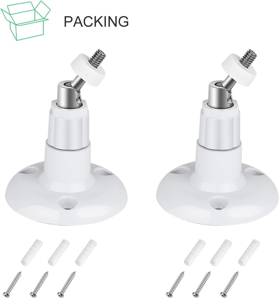 360° Adjustable Wall Mount for Cameras - Easy, Screwless Installation, 2-Pack