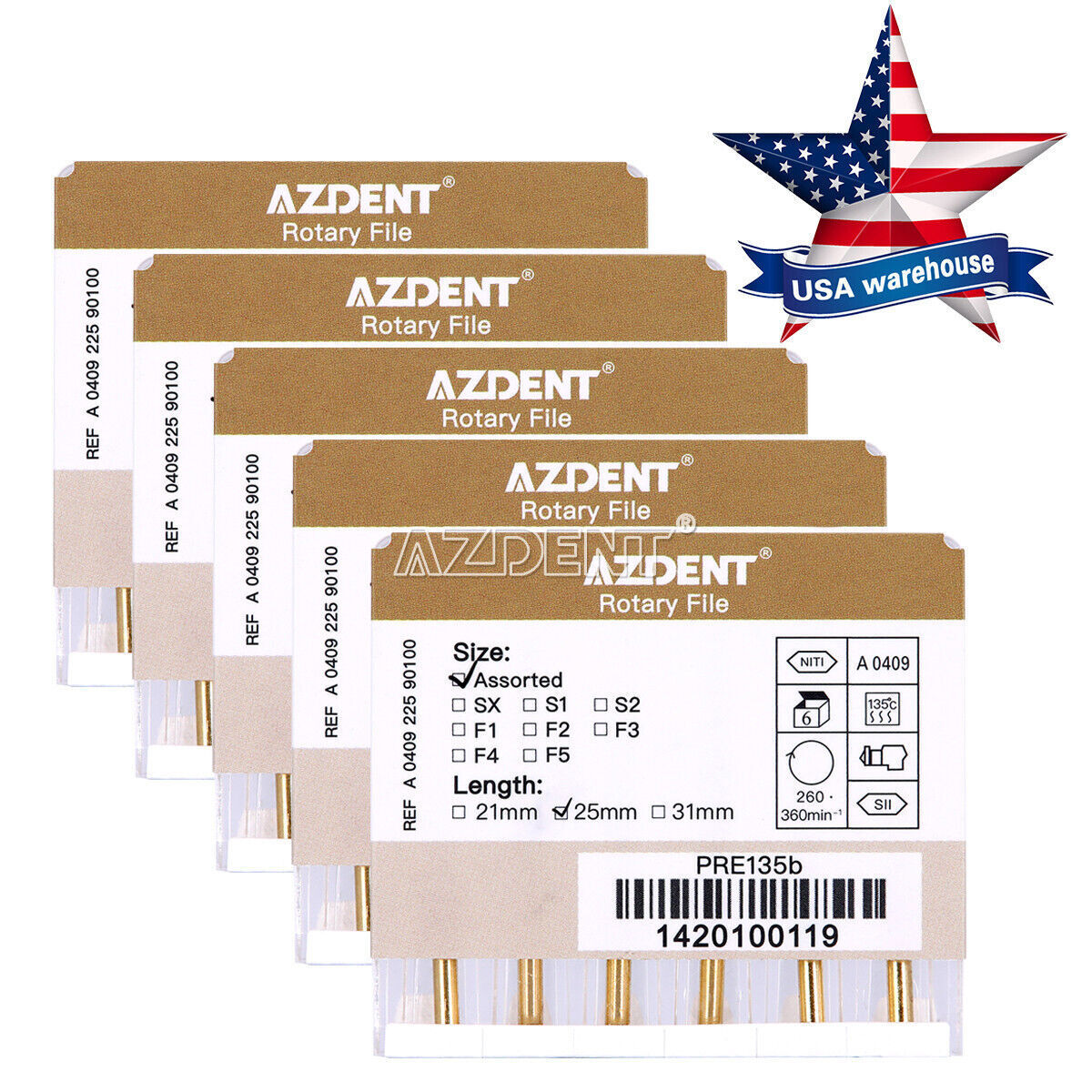 5X AZDENT limas rotatorias endodoncia dental uso del motor archivo 25mm SX-F3 US