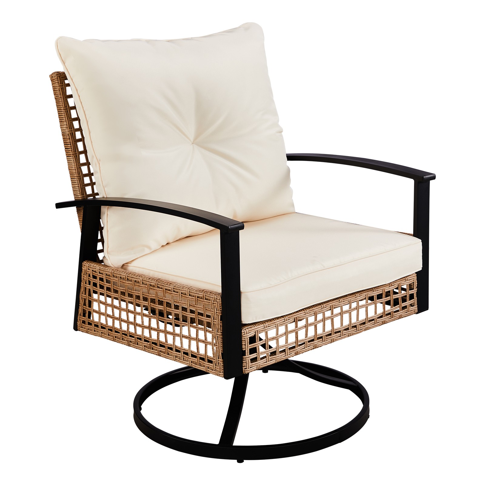 Set of 3 In/Outdoor Garden Swivel Rocker Patio Chairs and Table 360 Degrees