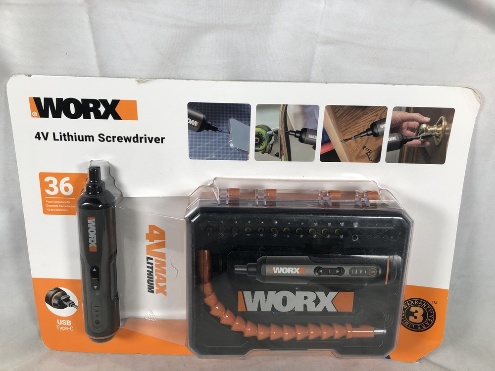 WORX 4V Lithium Screwdriver 36pc Accessory Kit USB-C