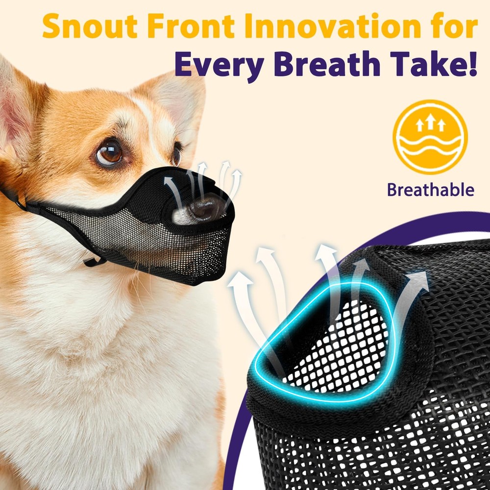 Dog Muzzle, Mesh Muzzle for Large Medium Small Dogs Allows Full Pant Drinking...