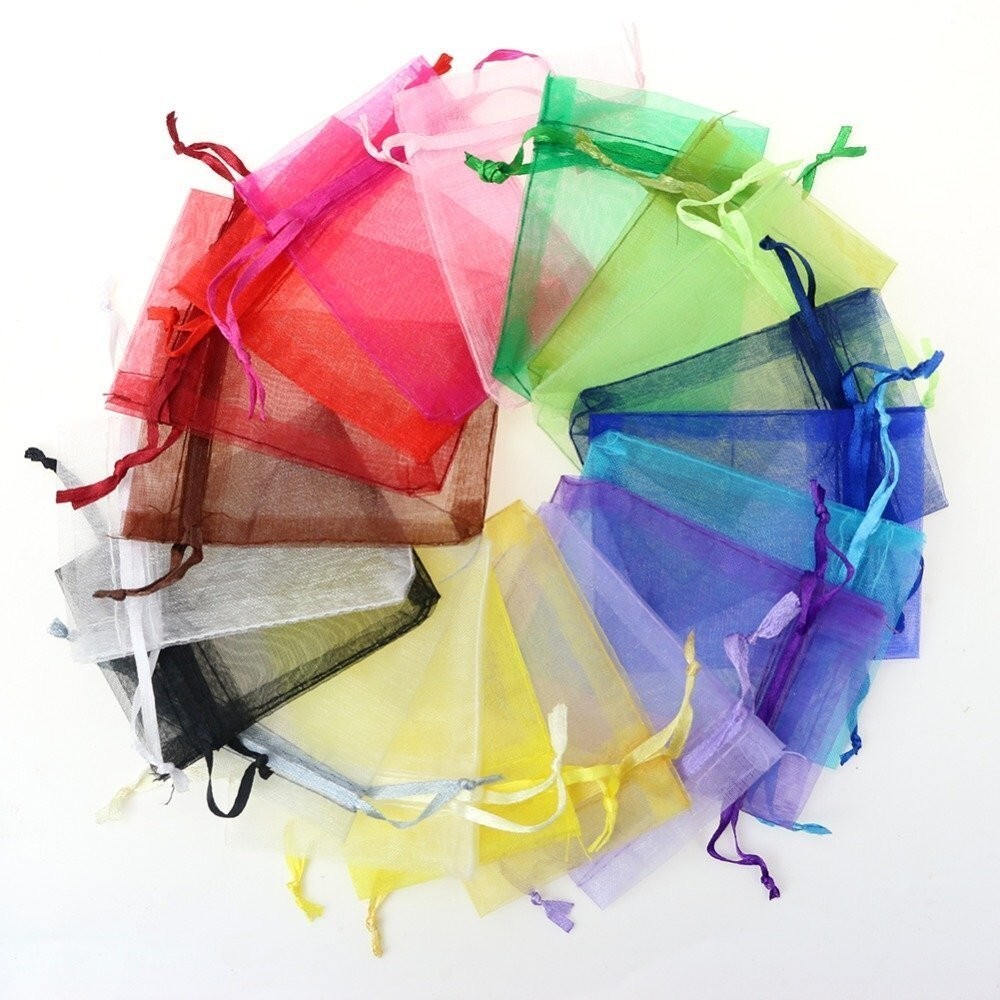 100pcs Drawstring Bags Multicolor Wedding Favor Bag Organza Gift Bag Pouch 4"x5"
