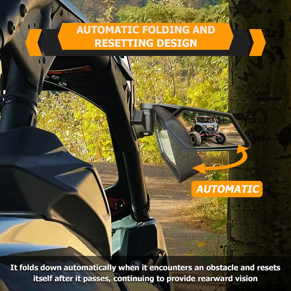 Rear Side View Mirrors w/Automatic Reset Function For Can Am Maverick X3 2017+