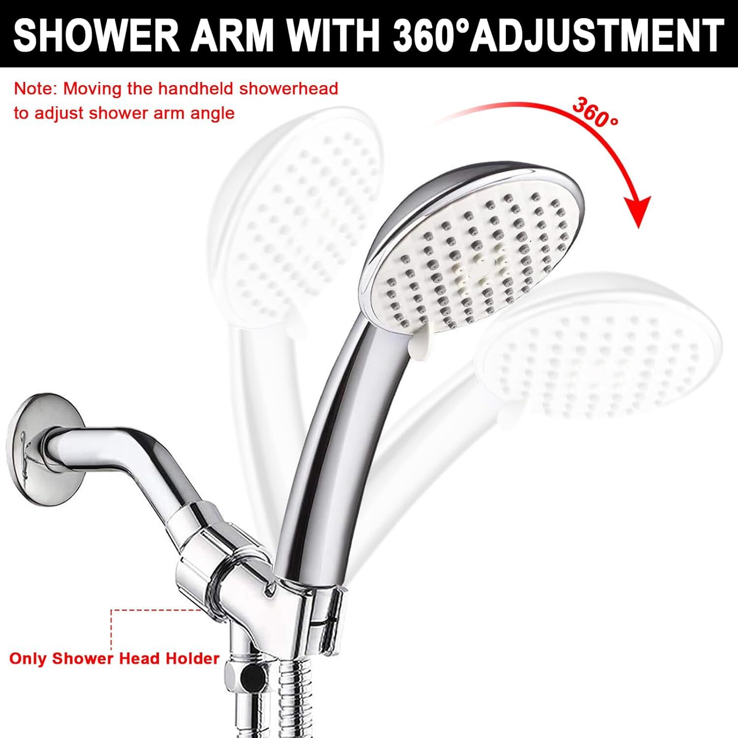 Head Holder Wall-mounted Adjustable Shower Arm Bracket Universal Handheld Shower