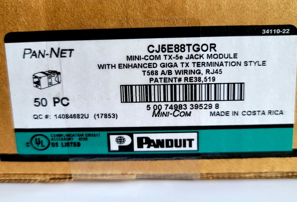 Panduit CJ5E88TGOR mini-com TX-5e Jack Module, (available  170 pcs) ORANGE
