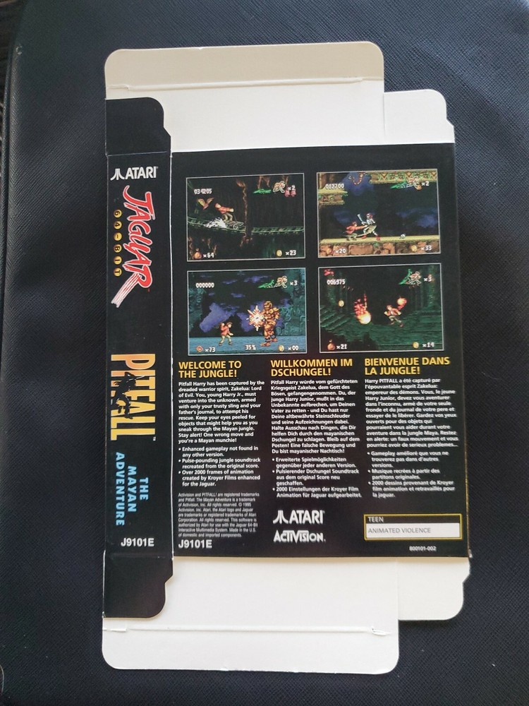 PITFALL THE MAYAN ADVENTURE Atari Jaguar EMPTY Display Box New NEVER FOLDED/USED