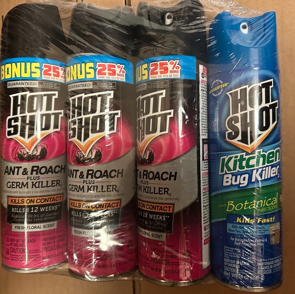 Hot Shot Ant & Roach  and Kitchen bug killer 4 pk