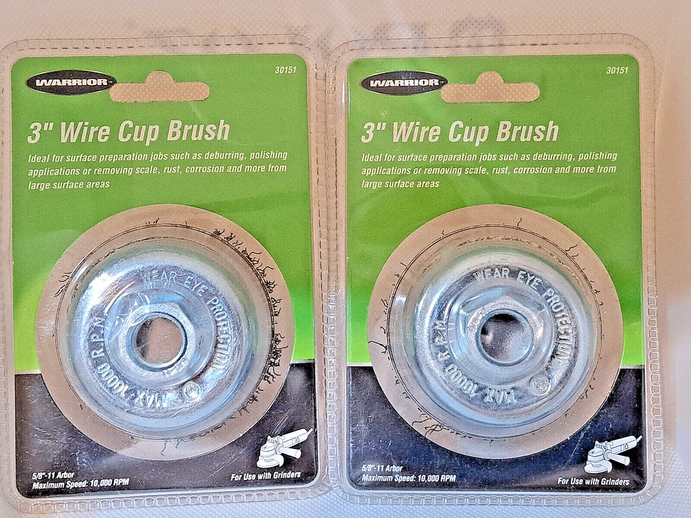 WARRIOR 3 In. Wire Cup Two Brushes With 5/8" Arbor