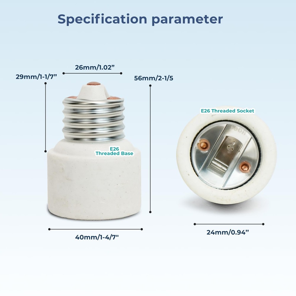 3 Pack Medium Screw Base To Medium Base Light Bulb Socket Porcelain Extender E26