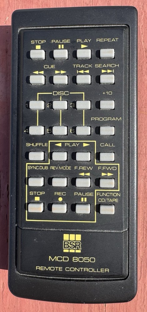 BSR MCD-8050 Remote Control for CD Player Cassette Deck Combo