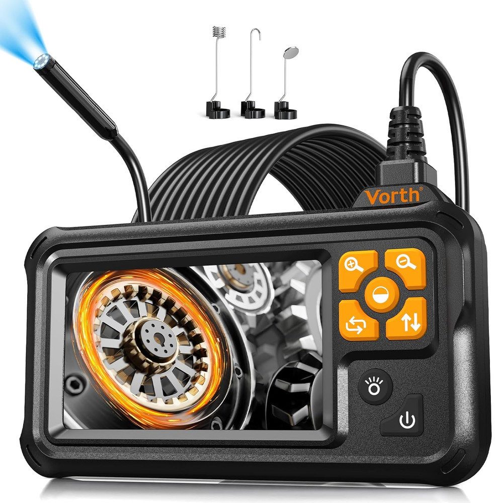 Endoscope Camera with Light, 4.3" IPS Screen 1080P Borescope with 8 LED Lights,