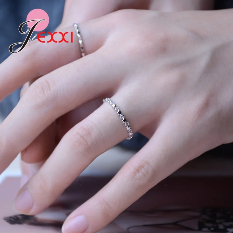 Luxury Original Delicate Solid 925 Silver Needle stars Finger Ring Authentic