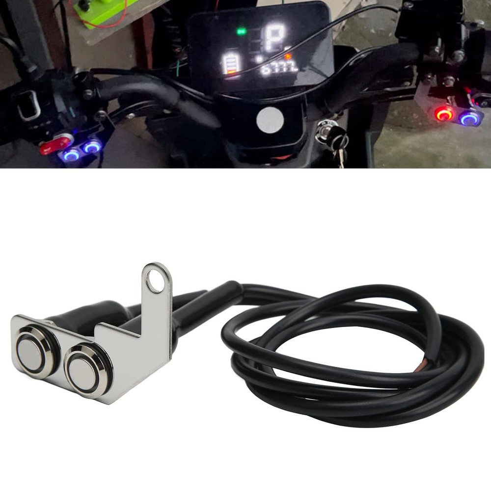 Motorcycle Handlebar Switch LED ON/OFF Headlight Fog Light - Stainless Bracket