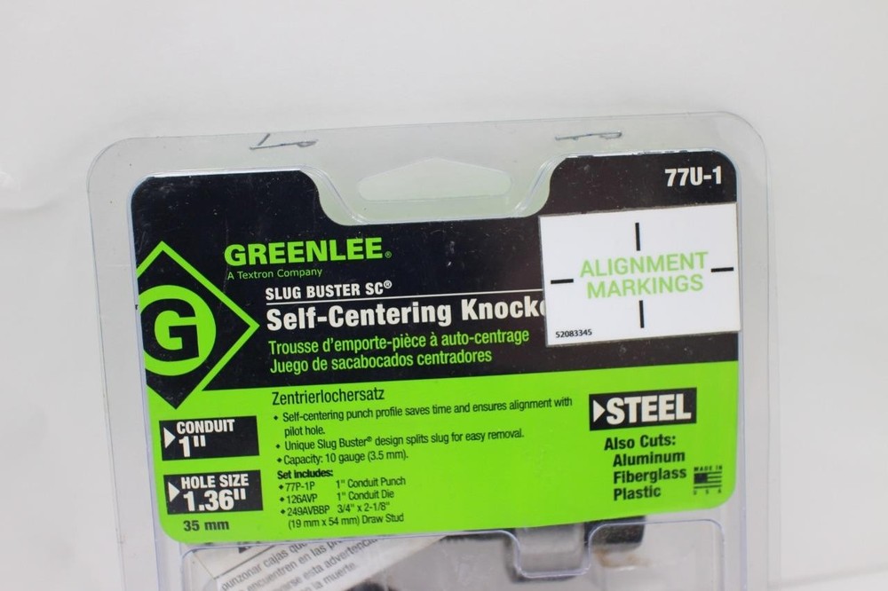GREENLEE 77U-1 Self Centering Knockout Punch Set