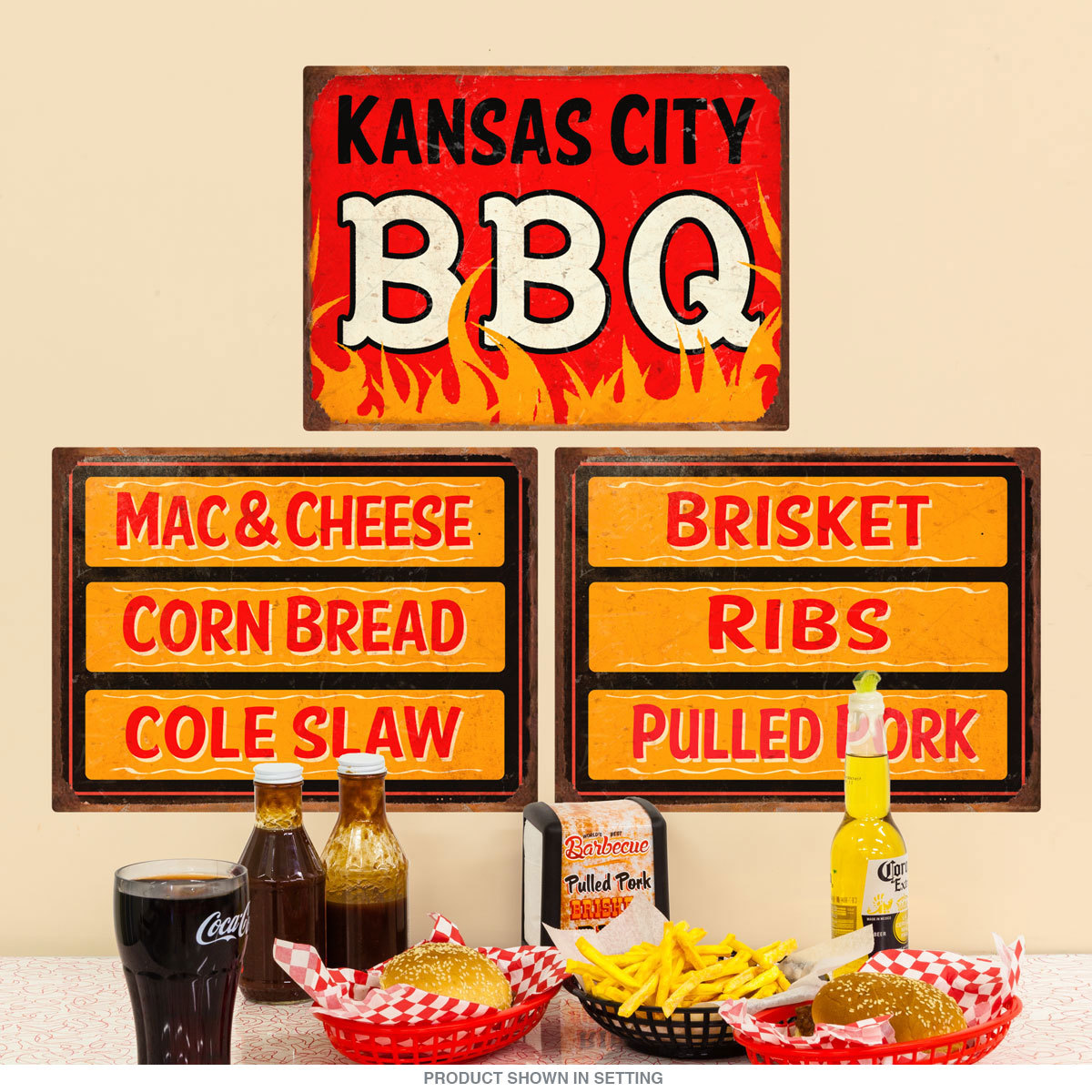 Kansas City BBQ Southern Sides Menu Wall Decal Set 12 x 16 Kitchen Decor