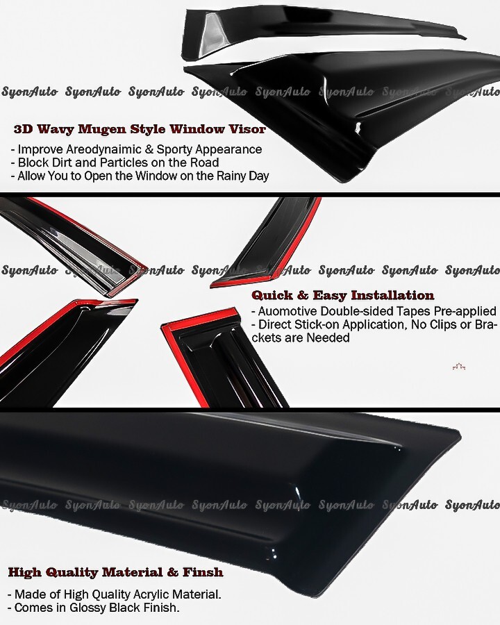 FITS 12-18 FORD FOCUS SEDAN & HATCH 3D WAVY MUGEN STYLE WINDOW VISOR RAIN GUARD