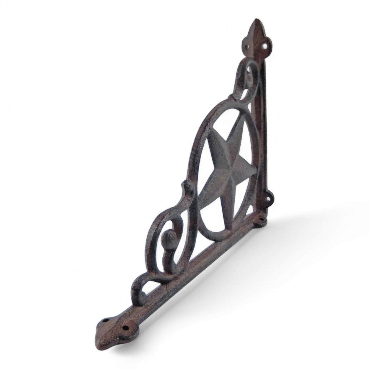 Western Star Shelf Brackets – Set of 2 Rustic Cast Iron Scroll Heavy Duty 9"