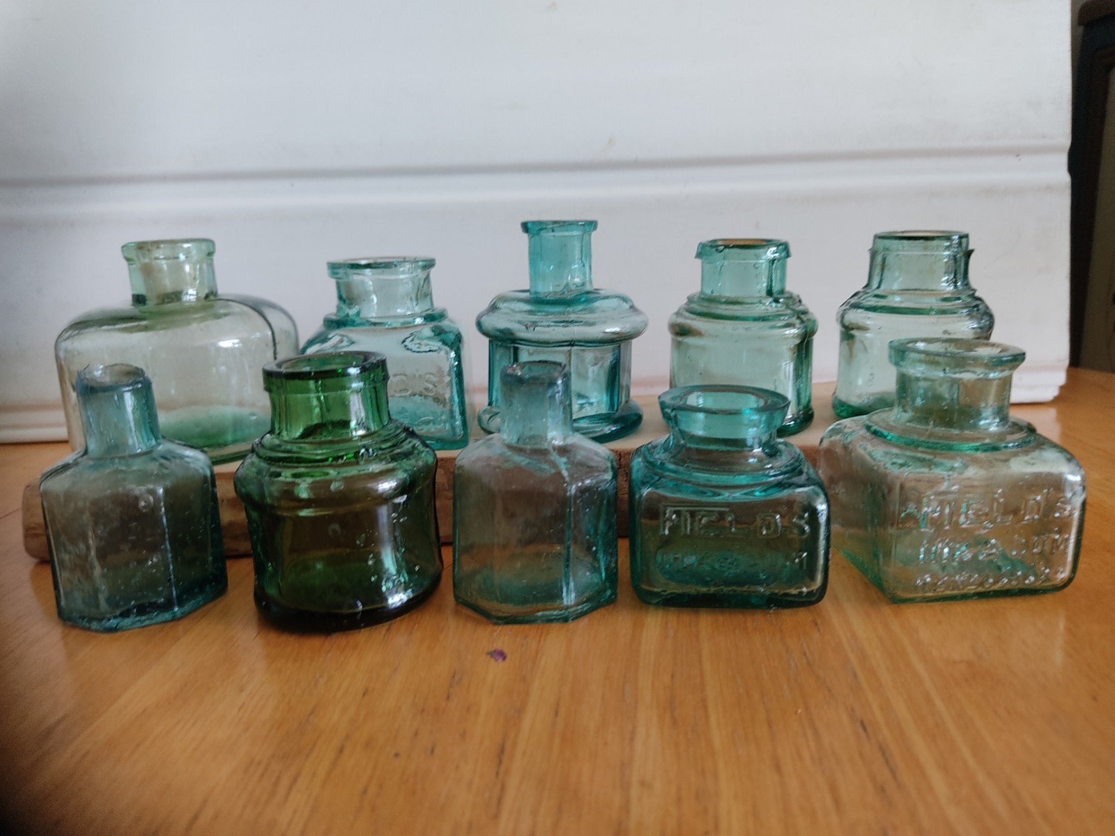 10X  EDWARDIAN  GLASS  INK  POTS  CIRCA  1910