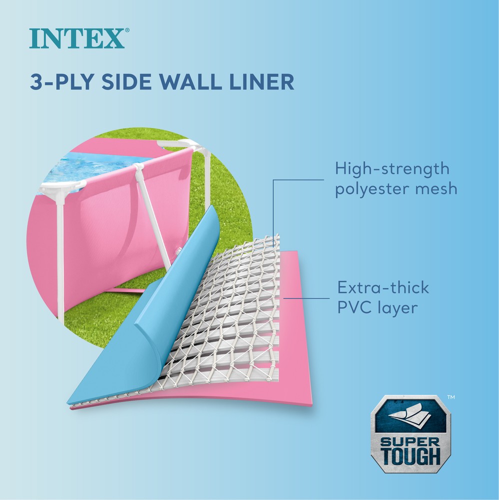 Intex 86" x 23" Rectangular Frame Above Ground Swimming Pool, Pink (Open Box)