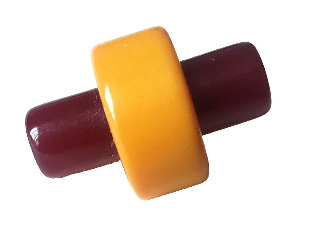 2-Color Maroon & Butterscotch Bakelite Button, Great Shape!