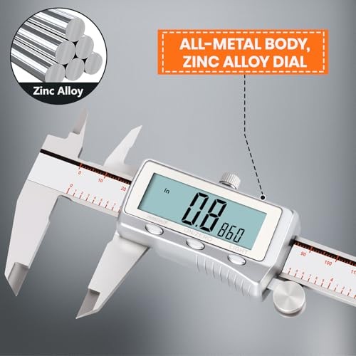 Digital Caliper, Rechargeable Caliper Measuring Tool with Backlight LCD