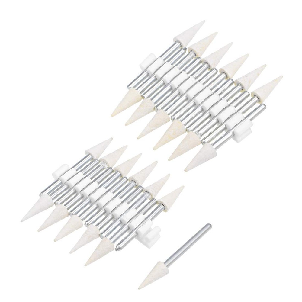 uxcell 6mm Wool Felt Mounted Points Conical Polishing Bits Burrs Buffing Whee...