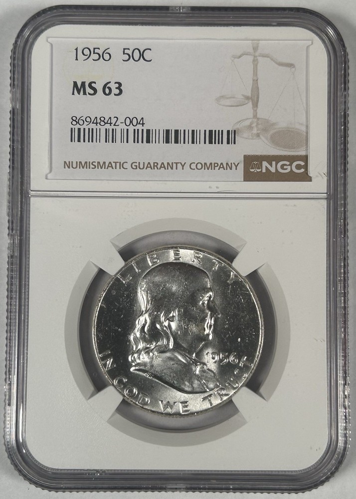 1956 Franklin Half Dollar Coin NGC MS 63