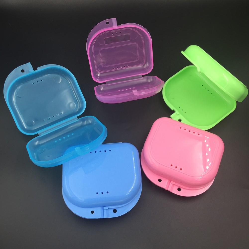 5pcs Dental Retainer Denture Storage Case Box Mouthguard Container Assorted