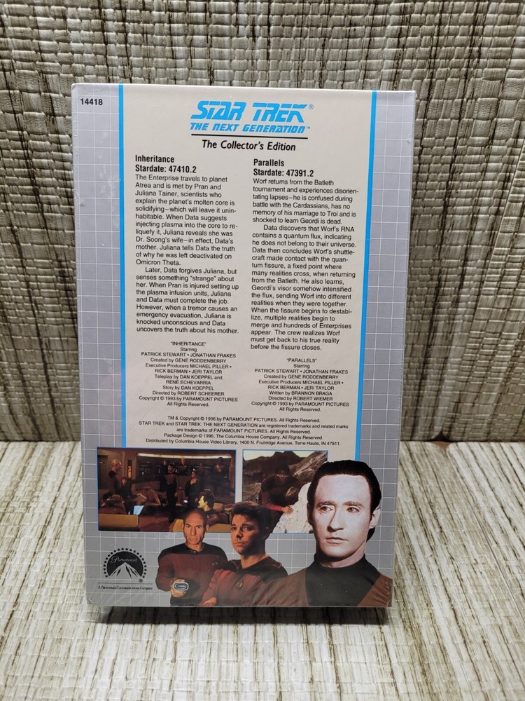 VHS Star Trek The Next Generation INHERITANCE/PARALLELS