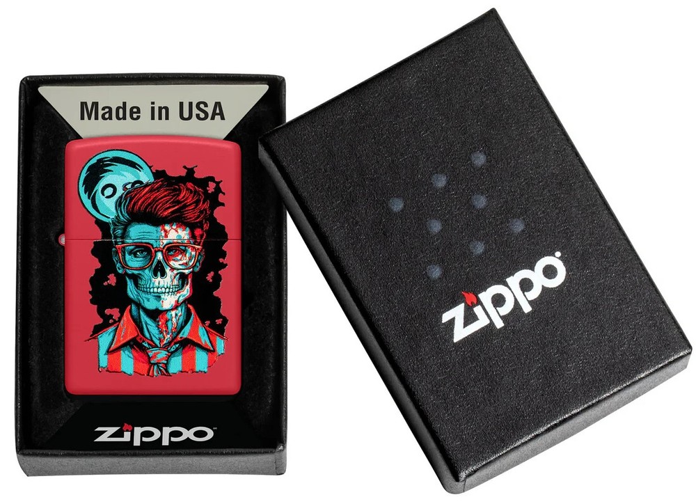 Zippo Dapper Skeleton Design Red Matte Color Image 46242