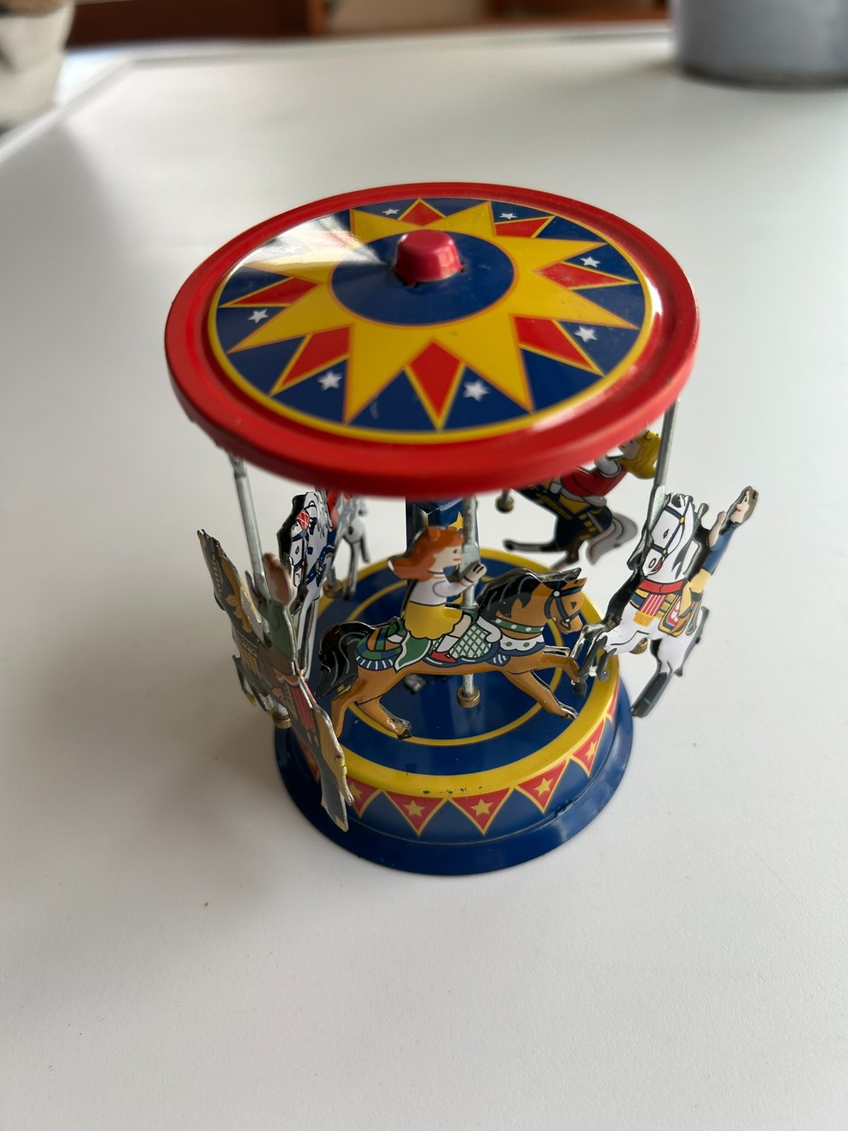 Schylling Pull & Spin Carousel Tin Toy 4" x 3"