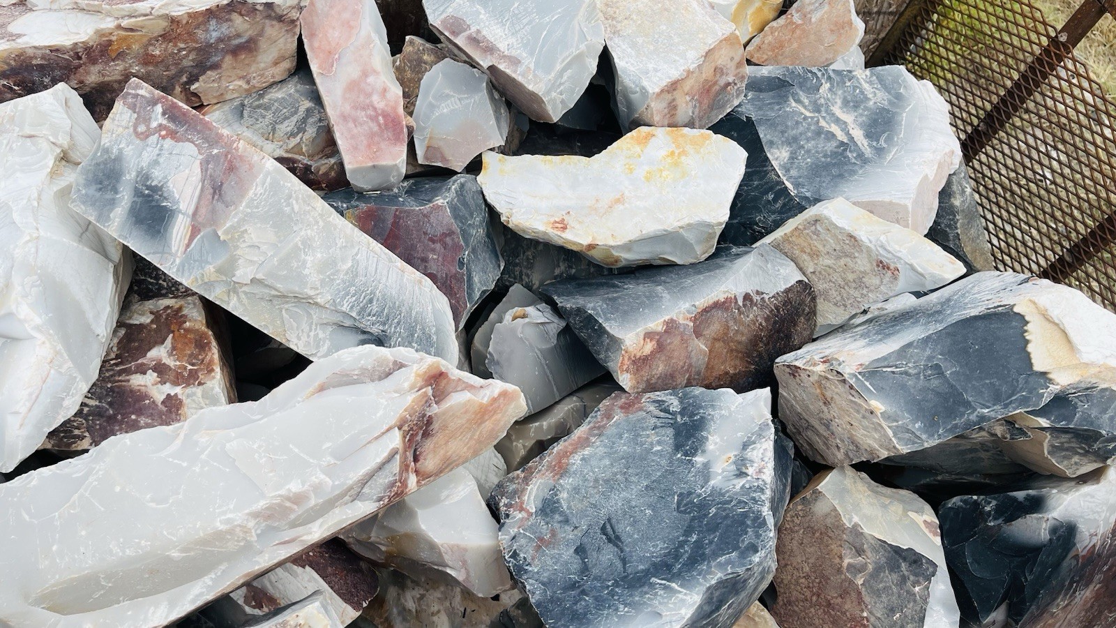 3 lbs Heat Treated Colored Nova Spalls Red, Black, Gray, & Pink Flint knapping