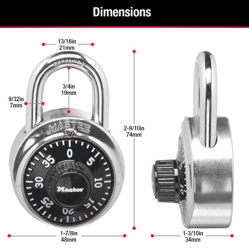 Master Lock 1500D 3/4” Combination Padlock Black/Silver