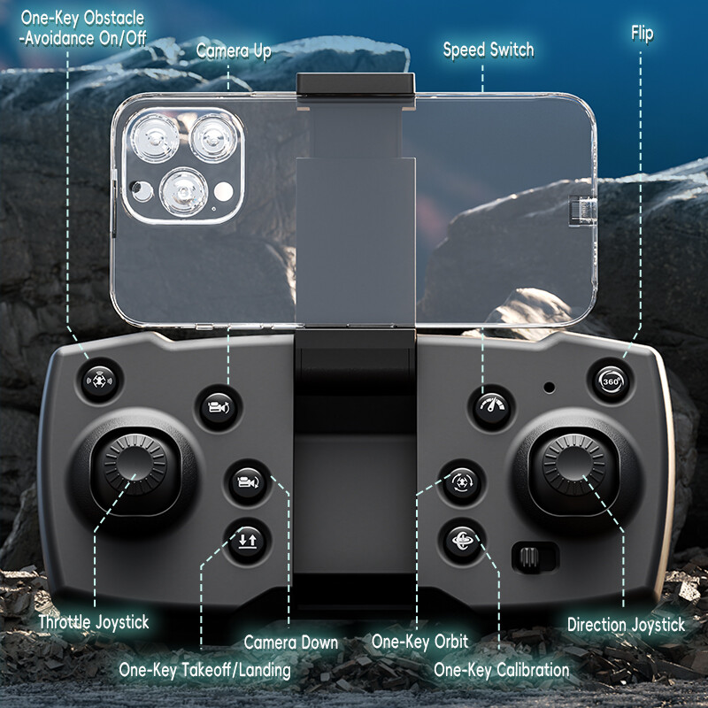 RC Drone Helicopter ESC 720P HD Dual Camera Obstacle Avoidance Quadcopter Toy